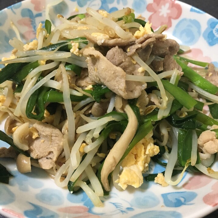 簡単中華 豚肉 ニラ もやし 卵炒め